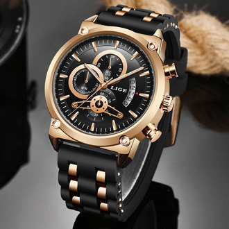 Reloj Hombre 2020 LIGE Mens Watches Top Brand Luxury Fashion Silicone Waterproof Wrist watch Men Sports Chronograph Quartz Clock