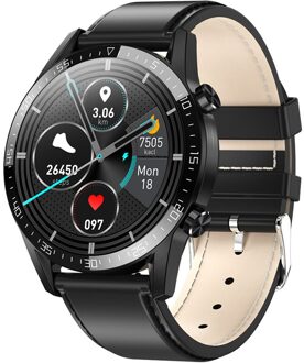 Reloj Inteligente Slimme Horloge Android Mannen Waterdichte IP68 Smartwatch Mannen Smart Horloge Kerst Voor Het Jaar zwart leer