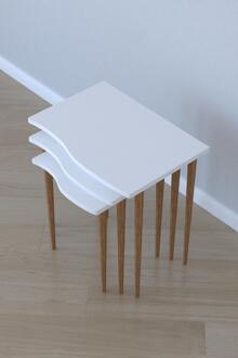 Remaks Vlag Triple Geneste Theetafel-Wit 3 Side Salontafel Salontafel Nestelen Tafels Voor Kantoor Set, keuken