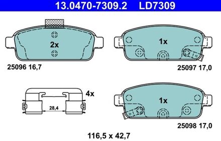 Remblokkenset, schijfrem ATE Ceramic 13047073092