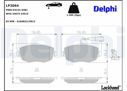 Remblokkenset, schijfrem LP2064