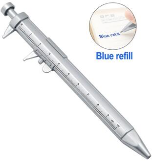 Remklauwen Schuifmaat Tool Balpen Zilver Schuifmaat Multifunctionele Pen Creatieve School Marker Pen 0-100Mm blauw refill