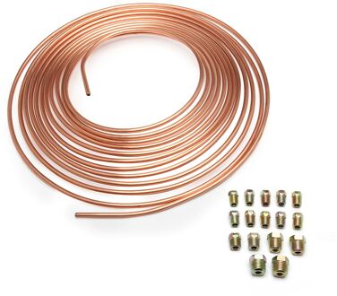 Remleiding Slang 25 Inch Roll Buis Spoel Brake Line Tubing Duurzaam Kit Koper Piping Buis Met 16 Buis Noten voor Car Vehicle Auto