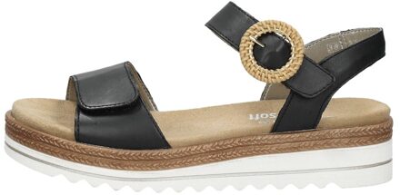 remonte Sandalen Plat Zwart - 45