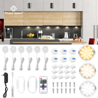 Remote Control Dimming Control LED Under Cabinet Lamp DC12V Puck Round 21LEDs Wardrobe Lighting Cabinet Lamp Cupboard Lights