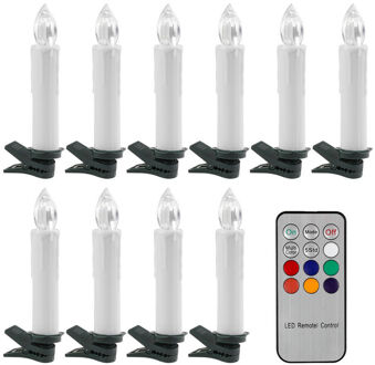 Remote Controlled LED taper Kaars Licht w/12 toetsen controller & mount clip Bruiloft Kerst Xmas Tree Party decor RGB-Multicolor