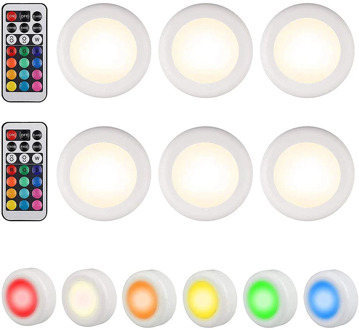 Remote controller LED night light Dimmable RGB 12 Colors led Under Cabinet Light LED Puck Light For For Kitchen Showcase Stair
