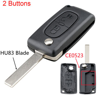 Remote Key Case Voor Citroen C2 C3 C4 C5 C6 Flip Vouwen Sleutel Schelpen Met Ongesneden 2/3/4 Knoppen voor Peugeot 207 307 407 308 407 607 2Buttons HU83 CE0523