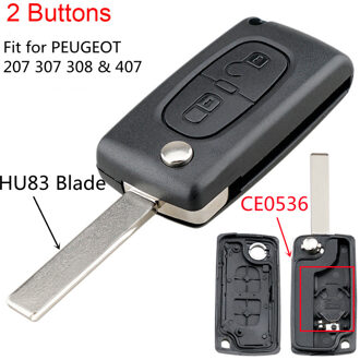 Remote Key Case Voor Citroen C2 C3 C4 C5 C6 Flip Vouwen Sleutel Schelpen Met Ongesneden 2/3/4 Knoppen voor Peugeot 207 307 407 308 407 607 2Buttons HU83 CE0536
