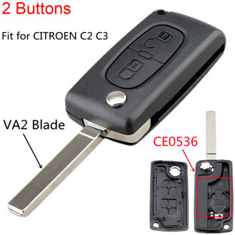Remote Key Case Voor Citroen C2 C3 C4 C5 C6 Flip Vouwen Sleutel Schelpen Met Ongesneden 2/3/4 Knoppen voor Peugeot 207 307 407 308 407 607 2Buttons VA2 CE0536