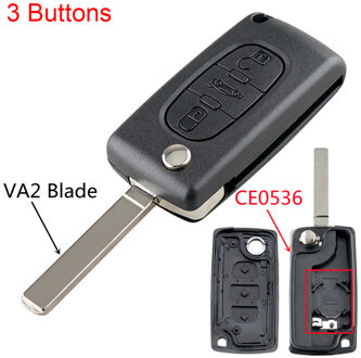Remote Key Case Voor Citroen C2 C3 C4 C5 C6 Flip Vouwen Sleutel Schelpen Met Ongesneden 2/3/4 Knoppen voor Peugeot 207 307 407 308 407 607 3Button VA2 CE0536