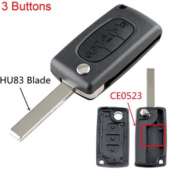 Remote Key Case Voor Citroen C2 C3 C4 C5 C6 Flip Vouwen Sleutel Schelpen Met Ongesneden 2/3/4 Knoppen voor Peugeot 207 307 407 308 407 607 3Buttons HU83 CE0523