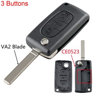 Remote Key Case Voor Citroen C2 C3 C4 C5 C6 Flip Vouwen Sleutel Schelpen Met Ongesneden 2/3/4 Knoppen voor Peugeot 207 307 407 308 407 607 3Buttons VA2 CE0523
