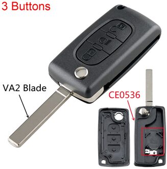 Remote Key Case Voor Citroen C2 C3 C4 C5 C6 Flip Vouwen Sleutel Schelpen Met Ongesneden 2/3/4 Knoppen voor Peugeot 207 307 407 308 407 607 3Buttons VA2 CE0536