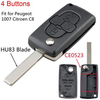 Remote Key Case Voor Citroen C2 C3 C4 C5 C6 Flip Vouwen Sleutel Schelpen Met Ongesneden 2/3/4 Knoppen voor Peugeot 207 307 407 308 407 607 4 Buttons