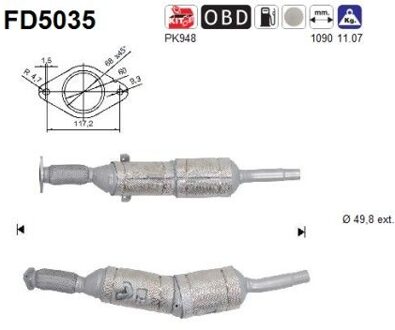 Renault Partikelfilter, uitlaatinstallatie FD5035