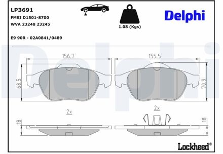 Renault Remblokkenset, schijfrem LP3691