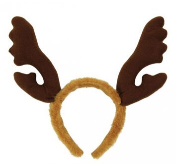 Rendier diadeem - bruin - pluche gewei - kerstaccessoires - kerst haarband