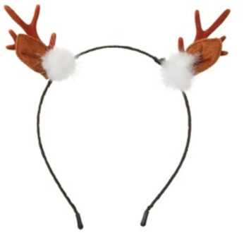 Rendier diadeem - gewei - bruin - 19 x 17 cm - polyester - kerstaccessoires