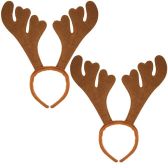 Rendier diadeems - 2x - bruin - 32 x 31 cm - polyester - kerst haarband