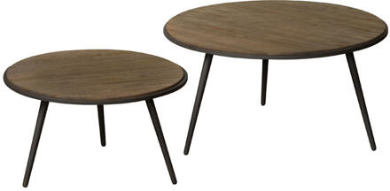 RENEW Bijzettafel 'Rolo' Teakhout, Set van 2 stuks, kleur Weather Grey