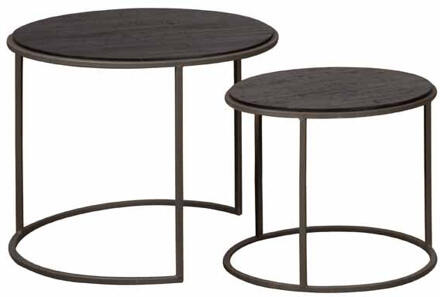 RENEW Salontafel 'Spello' Teakhout, Set van 2 stuks - 45/55 cm