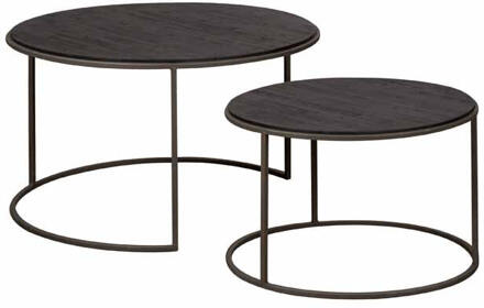 RENEW Salontafel 'Spello' XL, Teakhout, Set van 2 stuks - 60/75 cm