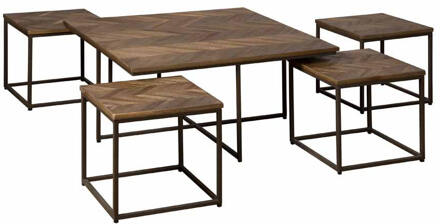 RENEW Salontafel 'Via' Teakhout, Set van 5 stuks, kleur Weather Grey - 90 cm