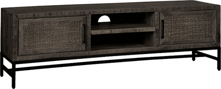 RENEW TV-meubel 'Carini' Hout en Webbing, 160cm, kleur Zwart