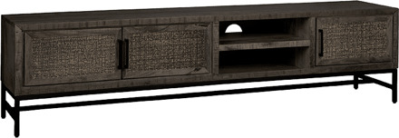 RENEW TV-meubel 'Carini' Hout en Webbing, 200cm, kleur Zwart