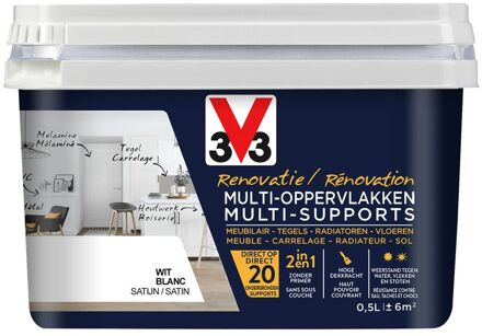 Renovatie Multi-oppervlakken Verf - Zijdeglans - Wit - 500ml