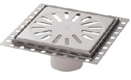Renovatievloerput Aquaberg Incl. 2 Reukafsluiters Met 1 Aansluiting 15x15x7.1 cm RVS