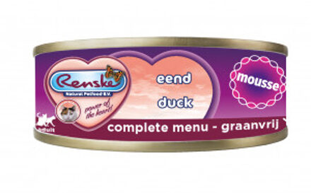 Renske Graanvrij mousse eend natvoer kat (blikjes) 1 tray (24 x 70 g)