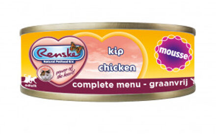 Renske Graanvrij mousse kip natvoer kat (blikjes) 1 tray (24 x 70 g)