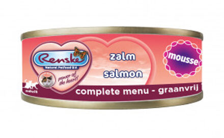 Renske Graanvrij mousse zalm natvoer kat (blikjes) 1 tray (24 x 70 g)