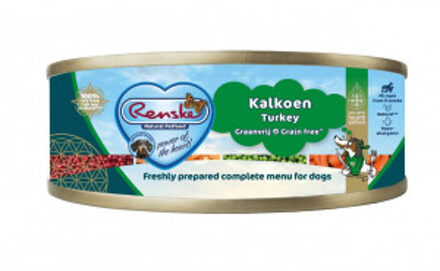 Renske Graanvrij vers bereid kalkoen natvoer hond (blikjes) 2 trays (48 x 95 g)