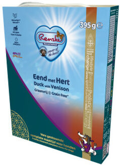 Renske Graanvrij vers gestoomd eend en hert hypoallergeen natvoer hond (kuip) 1 tray (10 x 395 g)