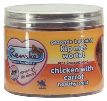 Renske Kat Beloning Hartjes 100 g - Kattensnack - Kip&Wortel