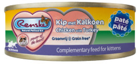 Renske Kitten Graanvrij pâté kip met kalkoen natvoer kat (blikjes) 24 x 70 g