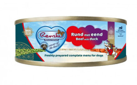 Renske vers bereid rund met eend natvoer hond (blikjes) 2 trays (48 x 95 g)