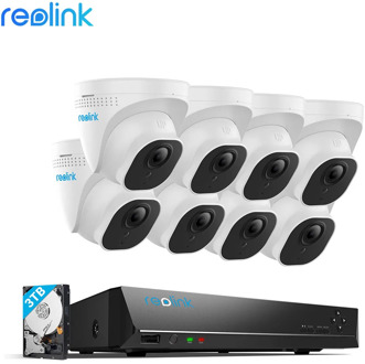 Reolink IP Camera System 16ch PoE NVR & 8 PCS 4K Ultra HD PoE IP Cameras Surveillance NVR Kit 3TB HDD RLK16-800D8