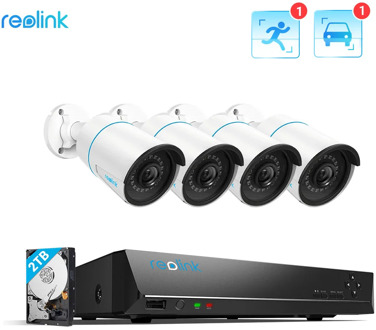 Reolink Smart Security Camera System PoE 5MP 24/7 Recording Built-in 2TB HDD Featured with Person/Vehicle Detection RLK8-510B4-A