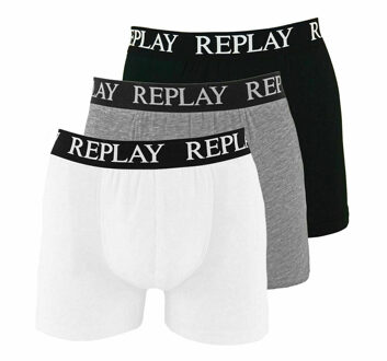 Replay Boxer Basic Cuff Logo 3 Pack - Heren Boxershorts Multi - S