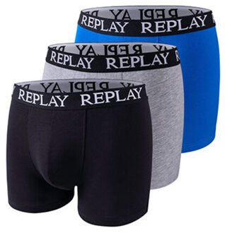 Replay Boxershorts met herenlogo (3-pack) Grijs - S