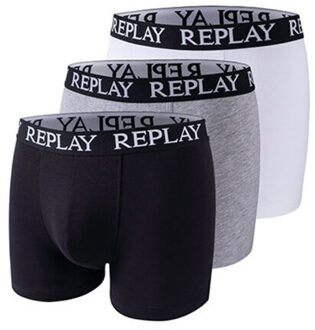 Replay Boxershorts met herenlogo (3-pack) Grijs - S