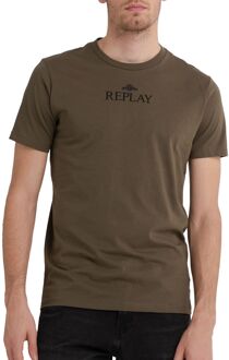 Replay Crewneck Shirt Heren army groen - L