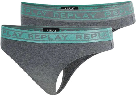 Replay Dames Logo Taille String 2-Pack Replay , Gray , Dames