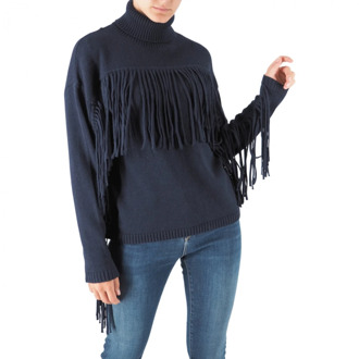 Replay Donkerblauwe Fringed Oversized Coltrui Replay , Blue , Dames - M,S,Xs