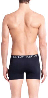 Replay Heren boxershort met gestikt gulpdetail logo (set van 3) - maat S Zwart