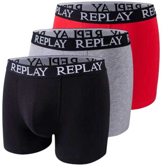 Replay Heren boxershort met gestikt gulpdetail logo (set van 3) Zwart - S